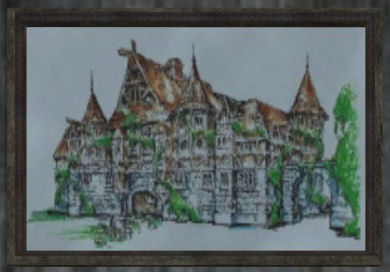 Oil painting of a brick castle Tier 4 Tableau   200SP 36